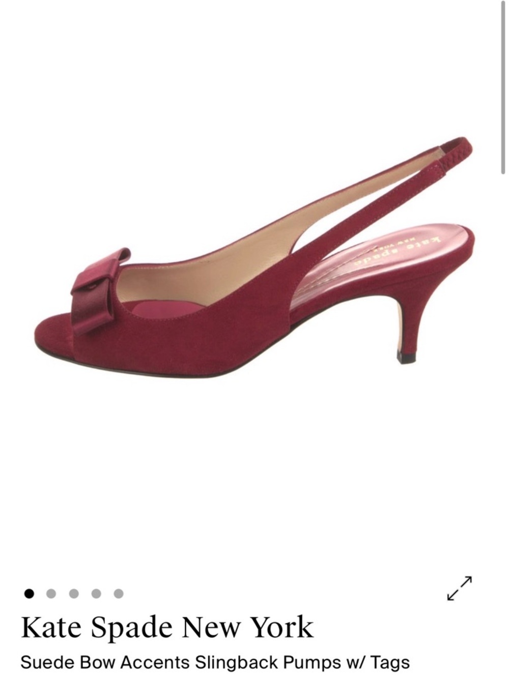 kate spade Burgundy Suede Slingback Pumps with Bow